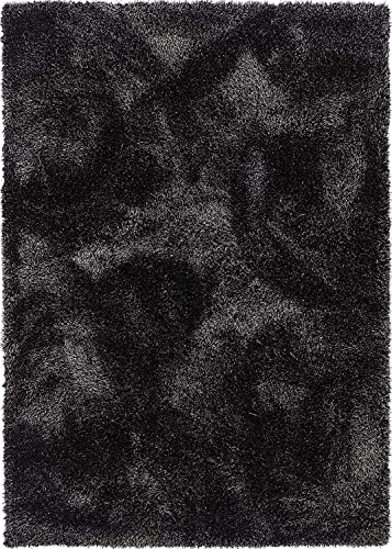 Image of Hand Woven Plain Shagg Collection with 2 Inch Pile Height Carpet for Living Room Size 2x8 Feet Coular Black