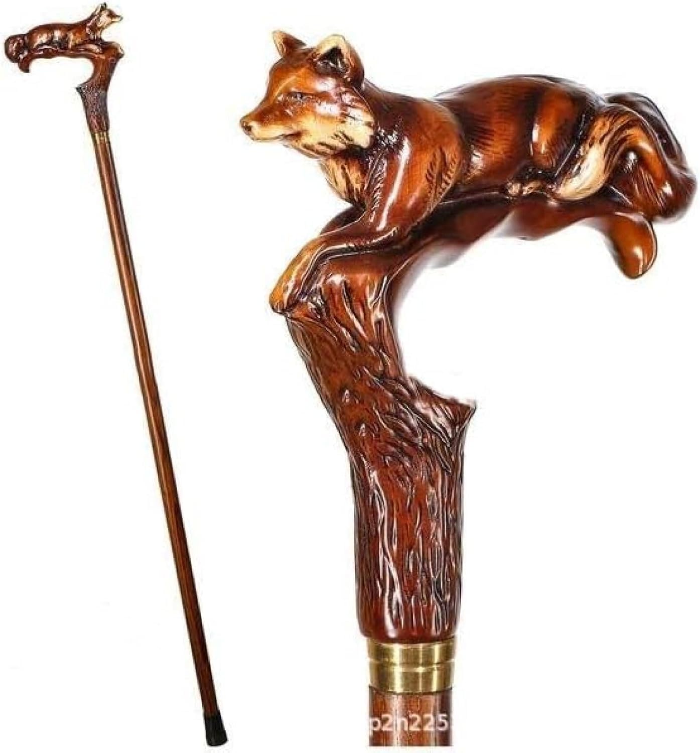 Bastón De Madera para Hombres 36 Pulgadas Tallado A Mano 9 Tipos De Formas De Animales Ergonómicos Y Mujeres - Elegante Bastón De Madera De Roble Derby - Bastón De Caminar Fres, Fox
