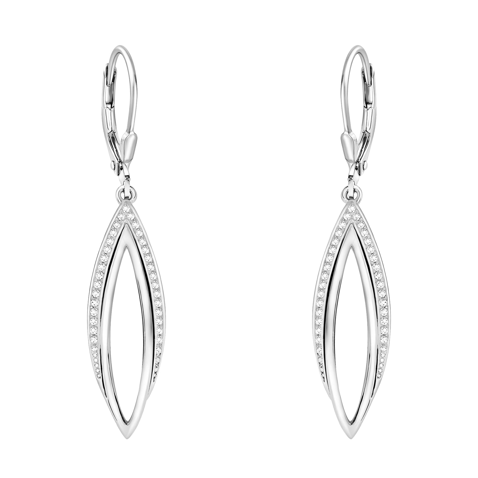 SOFIA MILANI - Damen Ohrringe 925 Silber - mit Zirkonia Steinen - Oval Ohrhänger - 20564