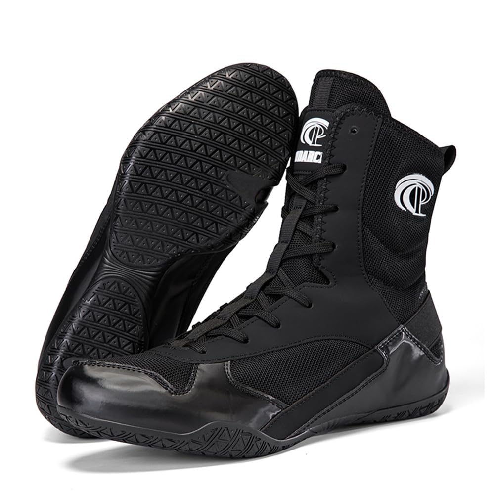 Scarpe da Wrestling da Boxe Alte, Stivali Sportivi da Combattimento Traspiranti Antiscivolo Calzature da Competizione da Uomo e giovanili