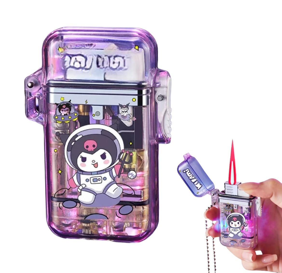 NIVEK Cool Transparent Cute Lighter Pink Red Flame Lighter Refillable Kitty KT Cat Melody Kulomi Rabbit Japanese Kawaii