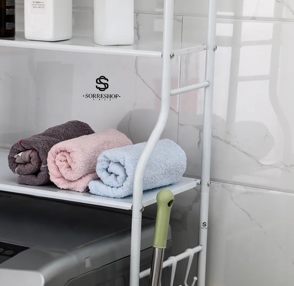 Scaffale Da Bagno Salvaspazio - 3 Ripiani Bianco Per Lavatrice | Resistente E Regolabile - Foto 2