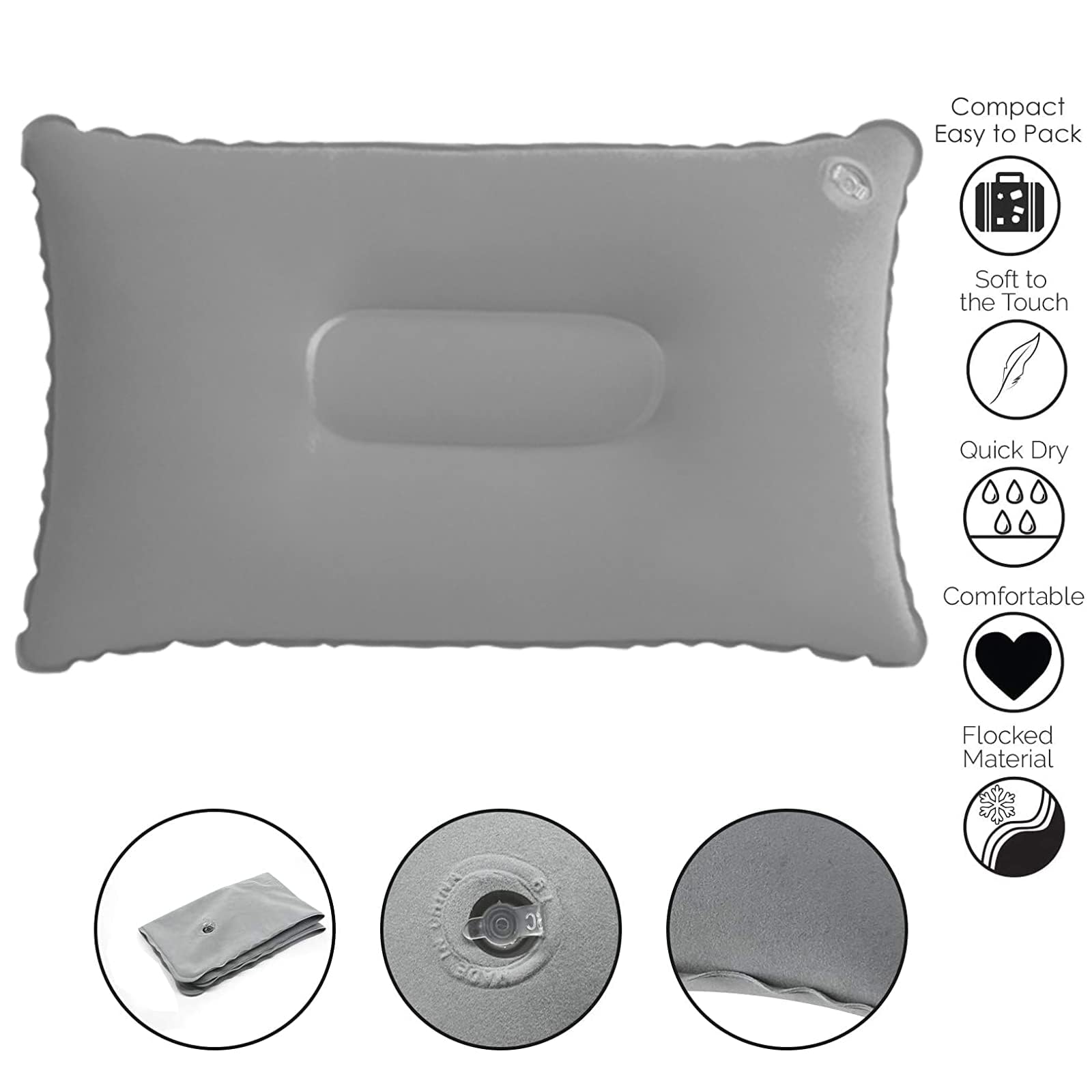 Lot De 4 Coussinets Gonflables - Pour Camping, Plage, Voyage - Léger, Portable & Confortable