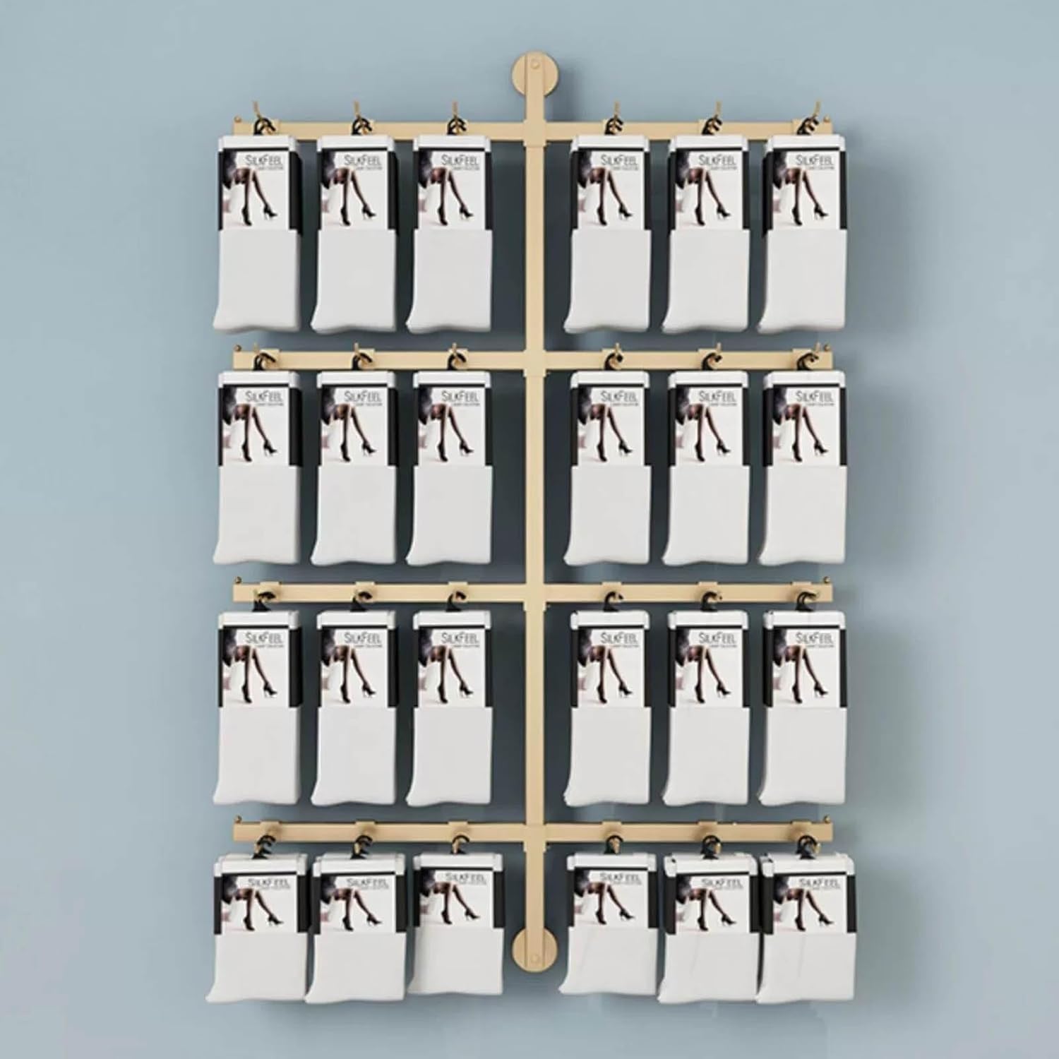 Wall-Mounted Sock Storage Rack And Display Stand, Wall-Mounted Retail Display Rack, Space-Saving Hook Organizer, Suitable For Boutiques And Shopping Malls. Black-40x100CM