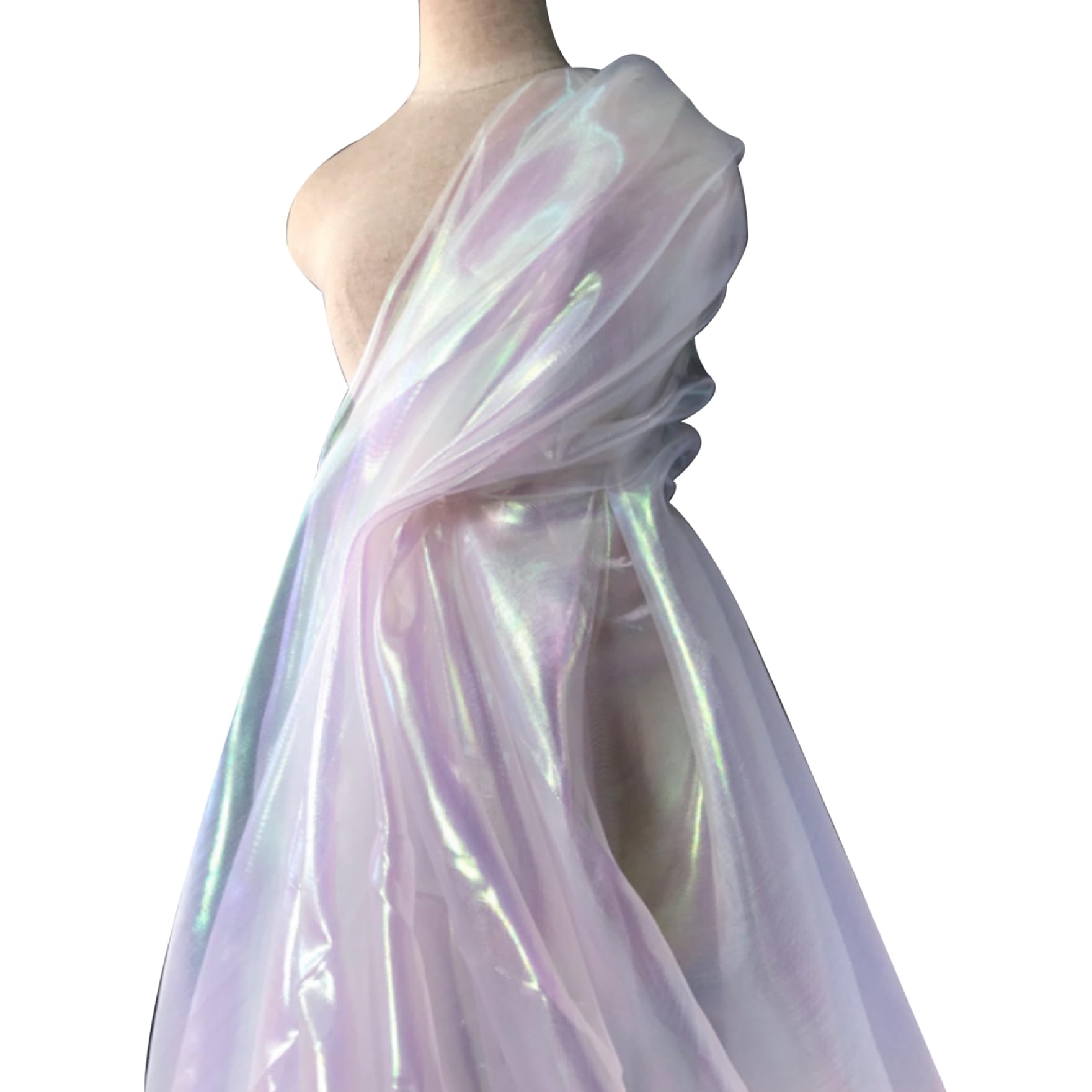 Tissu irisé en dentelle organza arc-en-ciel pour loisirs créatifs et robe 2pcs