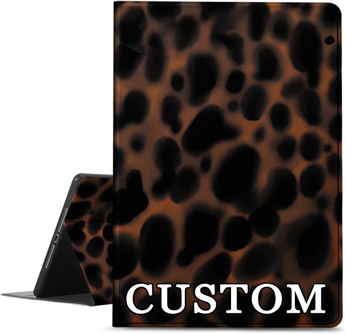 Custom Name Text Personalized Tablet Case for iPad 11" 2025 (A16) 11th/Air 11 Inch (M3 2025/M2 2024) /iPad 9th/8th/7th Gen Cases 2021/2020/2019 Mini 7/6/5th Flip PU Leather Cover-Brown Leopard