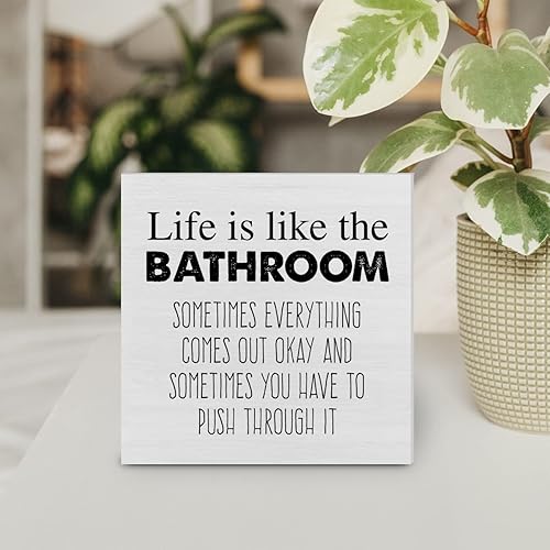 Miniatura 4 de Cartel de madera con texto en inglés "Country Life Is Like the Bath" para decoración de escritorio, humor, baño, caja de madera, letrero de bloque