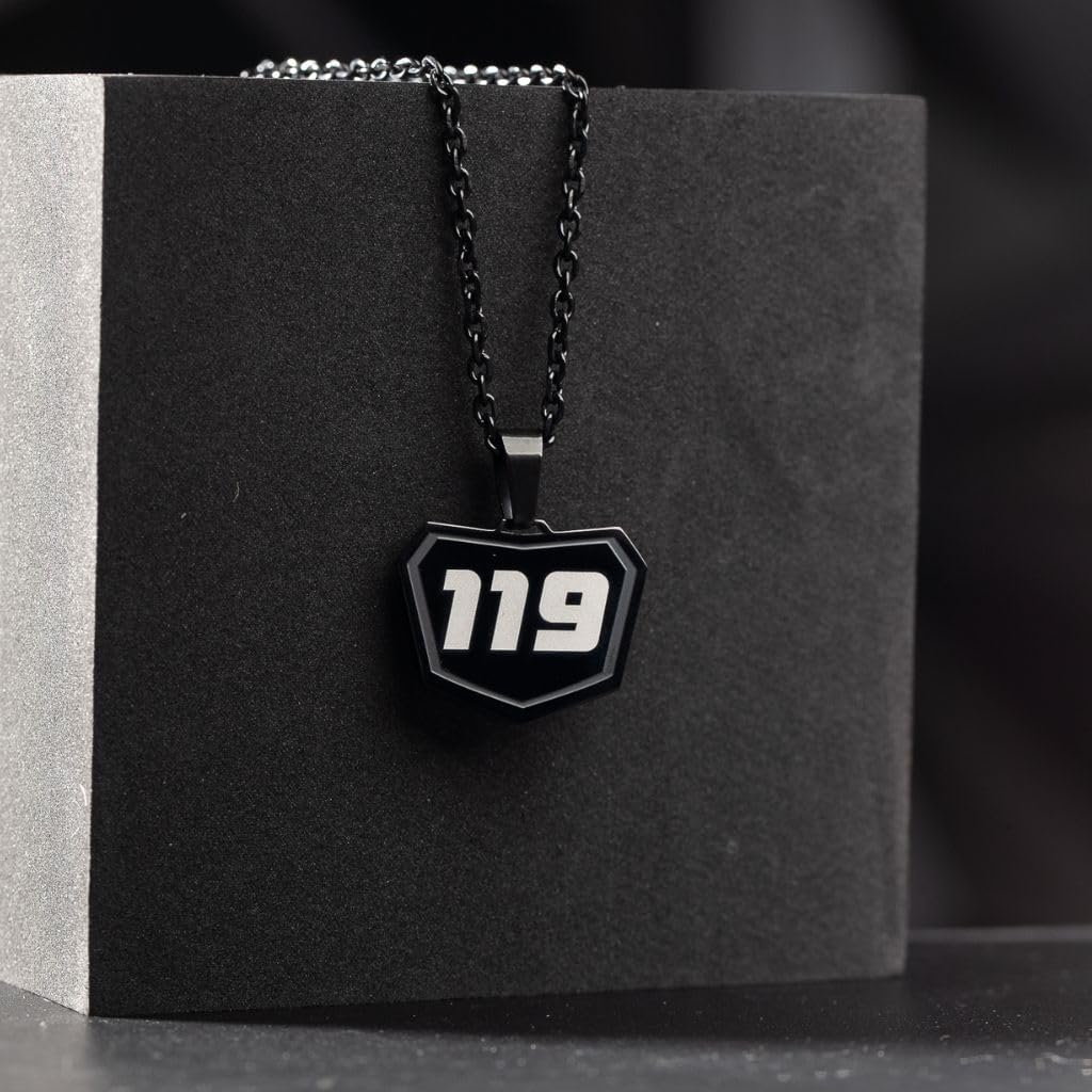 Motocross Number Necklace - Pendant for Dirt Bike and Motocross Racing - 3 Digit Chain - Racing Number Jewelry and Chain