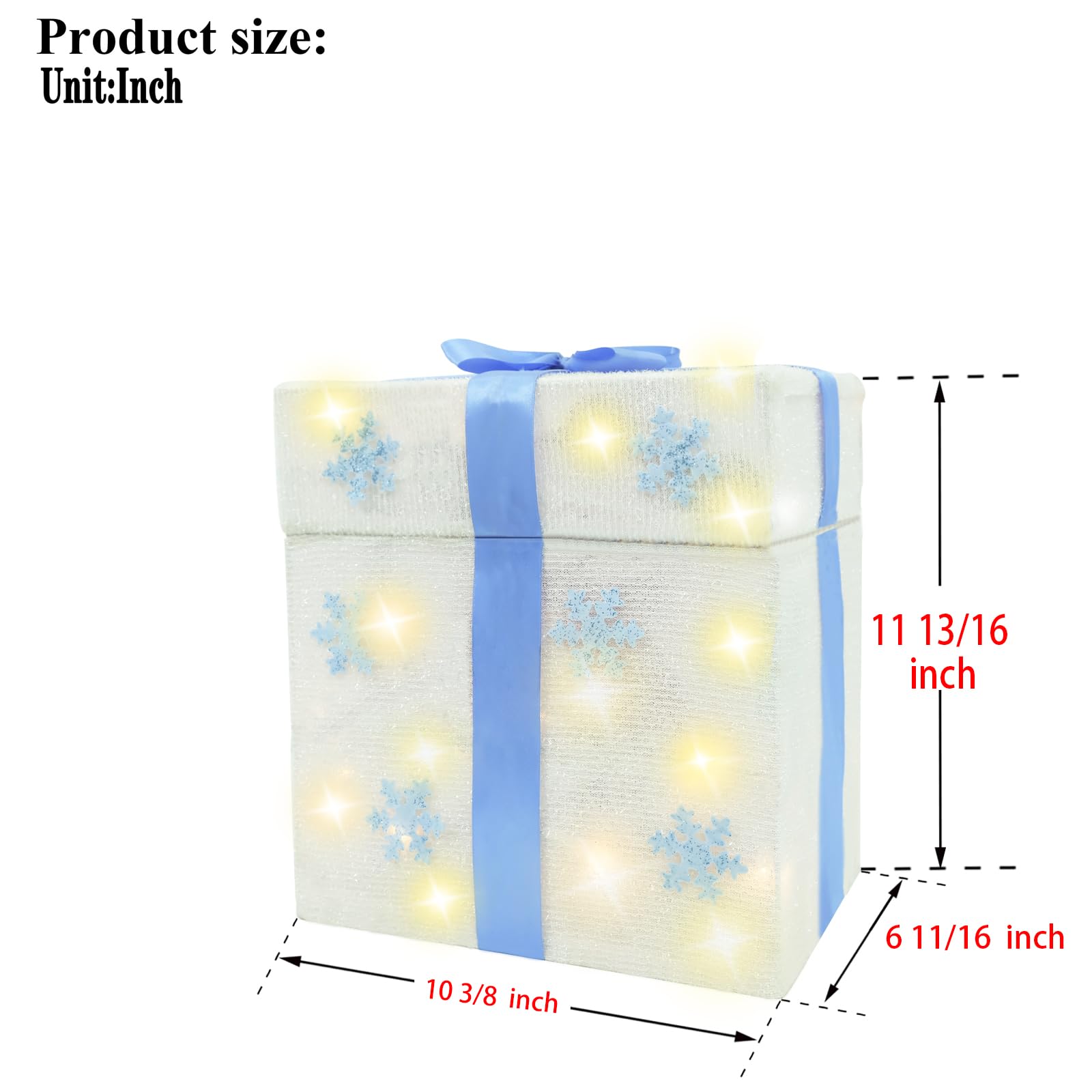 Boîte cadeau en forme de bonhomme de neige animé, blanc, boîte pop-up de Noël, boîte décorative en forme de flocon de neige, avec 20 lumières scintillantes, pour décoration de vacances
