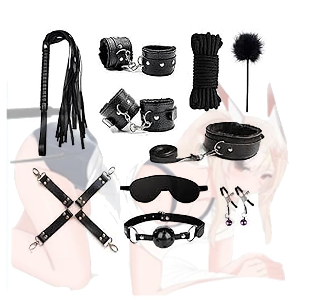 Set cadeau de carnaval en cuir de 10 pièces, coffret idéal avec collier peluche