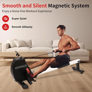 Rowing Machine, 264 Lbs Weight Capacity, Foldable Rowing Machine, Suitable for Home Use, with Comfortable Seat, Adjustable Resistance, Fitness Equipment