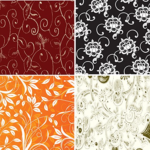 FOUR 12" x 12" Blinggasm Vinyl Sheets Set, Flowers Pattern Outdoor Vinyl 035