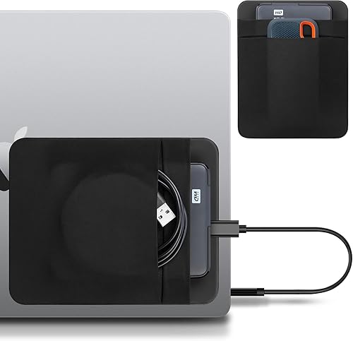 Miniatura 11 de Funda portátil Lacdo para disco duro de laptop, bolsa adhesiva de 2 bolsillos con adhesivo reutilizable, para San Disk, Samsung, Crucial, estuche de