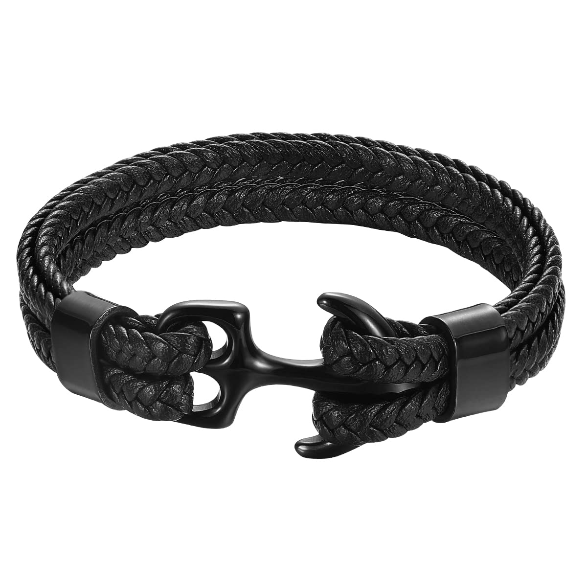 Emibele Armband für Männer & Frauen, handgefertigtes Rindsleder, Wickelarmband, mehrschichtiges Vintage-Anker-Manschettenarmband, 3 Größen für Männer/Frauen/Paare/Liebhaber/Partner