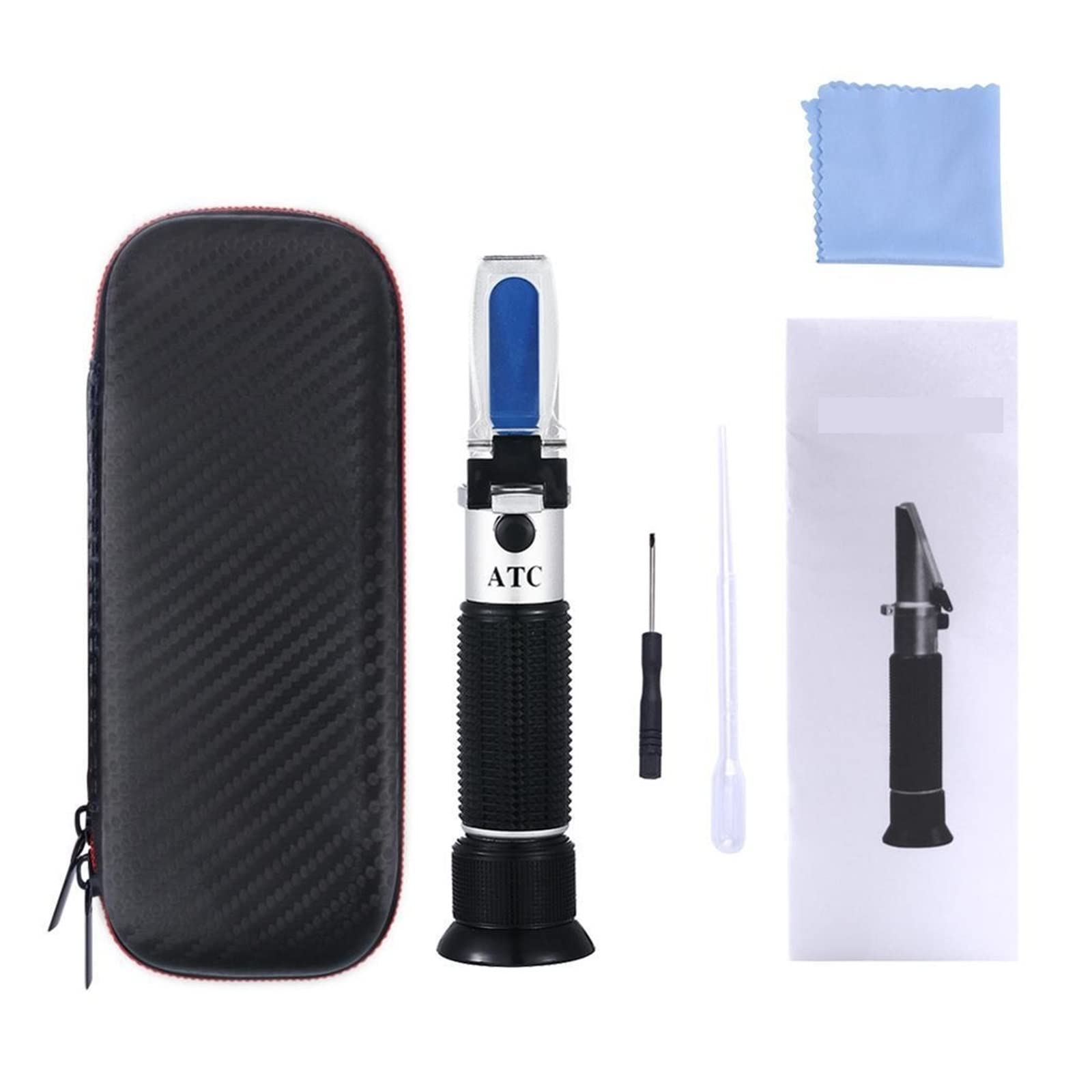 CUDTAPI Hand Held 10-30% Water Honey Refractometer With Calibration ATC Refractometer Honey Moisture Meter(Leather box)