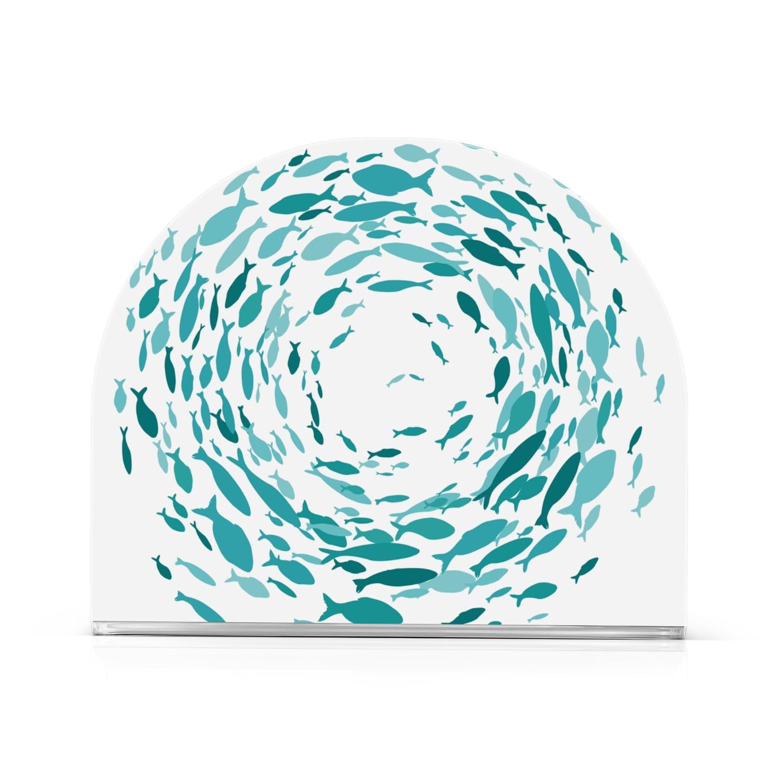 Doterii Blue Fish Circle Napkin Holder Paper Napkin Holders for Dining Tables Decor