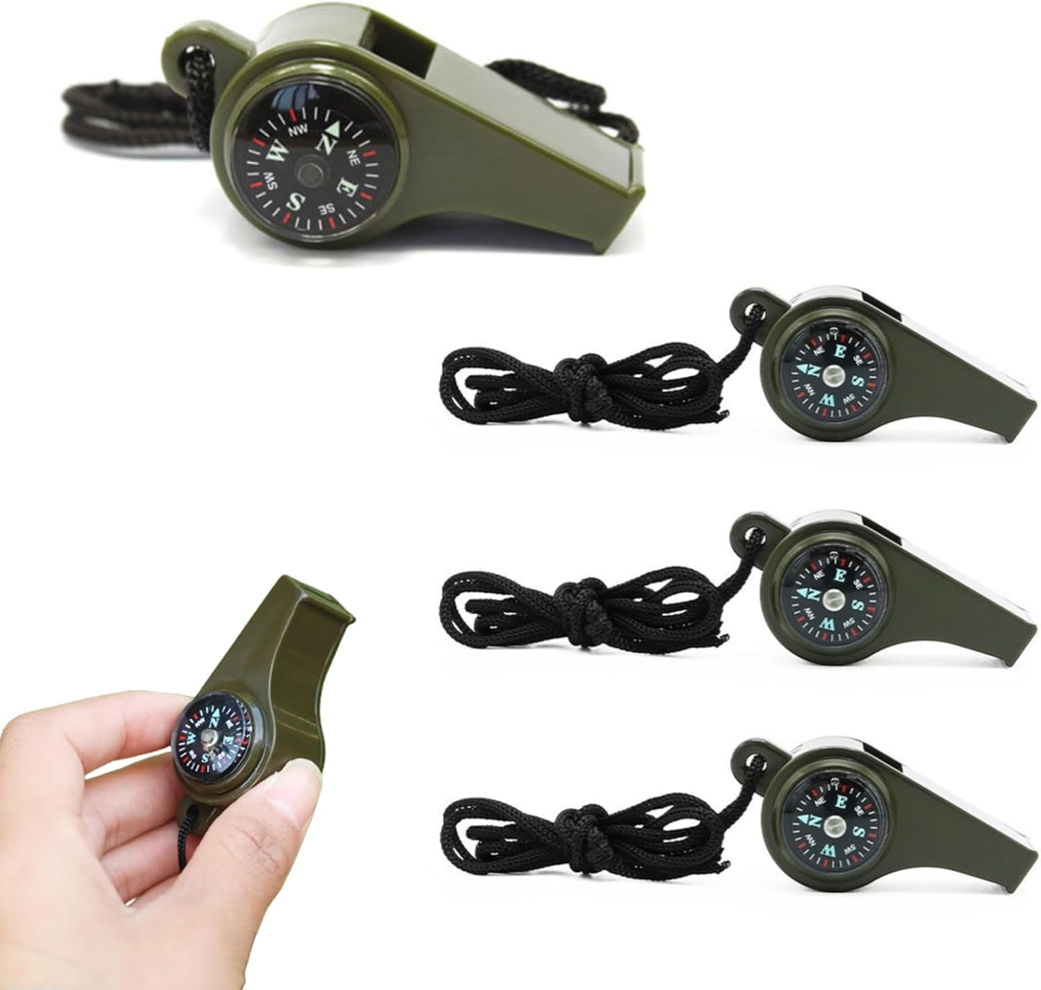 4 Pcs Compass Whistle Multifunctional 3-in-1 Emergency Survival Whistle with Compass, Thermometer and Lanyard for Outdoor Camping Hiking 4 Pcs Compass Whistle Multifunctional 3-in-1 Emergency Survival Whistle with Compass, Thermometer and Lanyard for Outdoor Camping Hiking