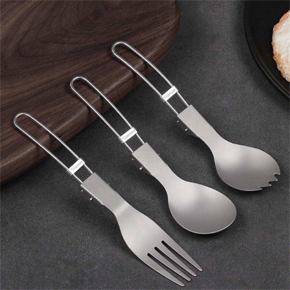 Outdoor-Löffel-Gabel Praktisches Klapplöffel-Set for den Außenbereich, Reiselöffel, Gabel, Picknick, Campingzubehör