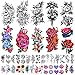Yazhiji 40 Feuilles Tatouages Temporaires Imperméables Grandes Fleurs Collection Durable Faux Autocollants de Tatouage pour femmes ou filles Décoration de Beauté