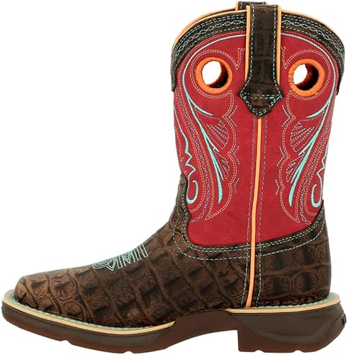 Durango Lil Little Kids Gator Emboss Western Botas, Rojo -