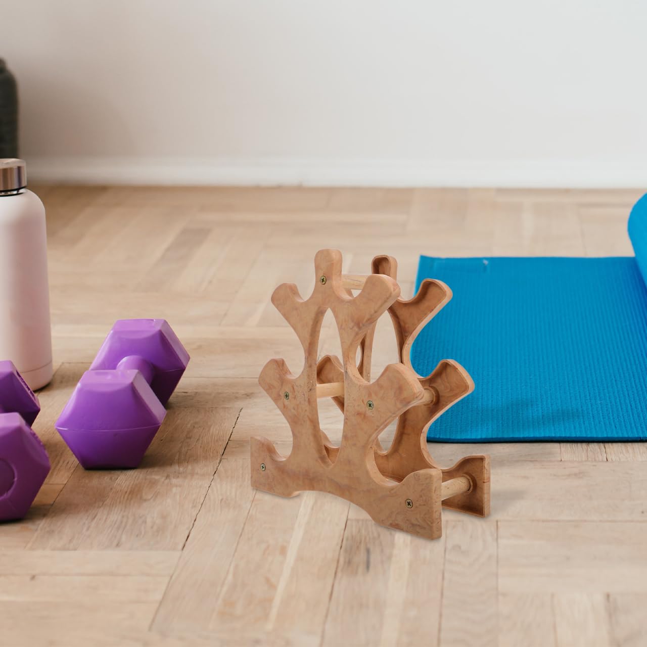 GANAZONO Kleiner Hantelständer Aus Holz Für Zuhause Robustes 3-Schicht Hantelregal Zur Aufbewahrung Von Kurzhanteln Platzsparend Und Einfach Montierbar Für Heimfitnessstudio