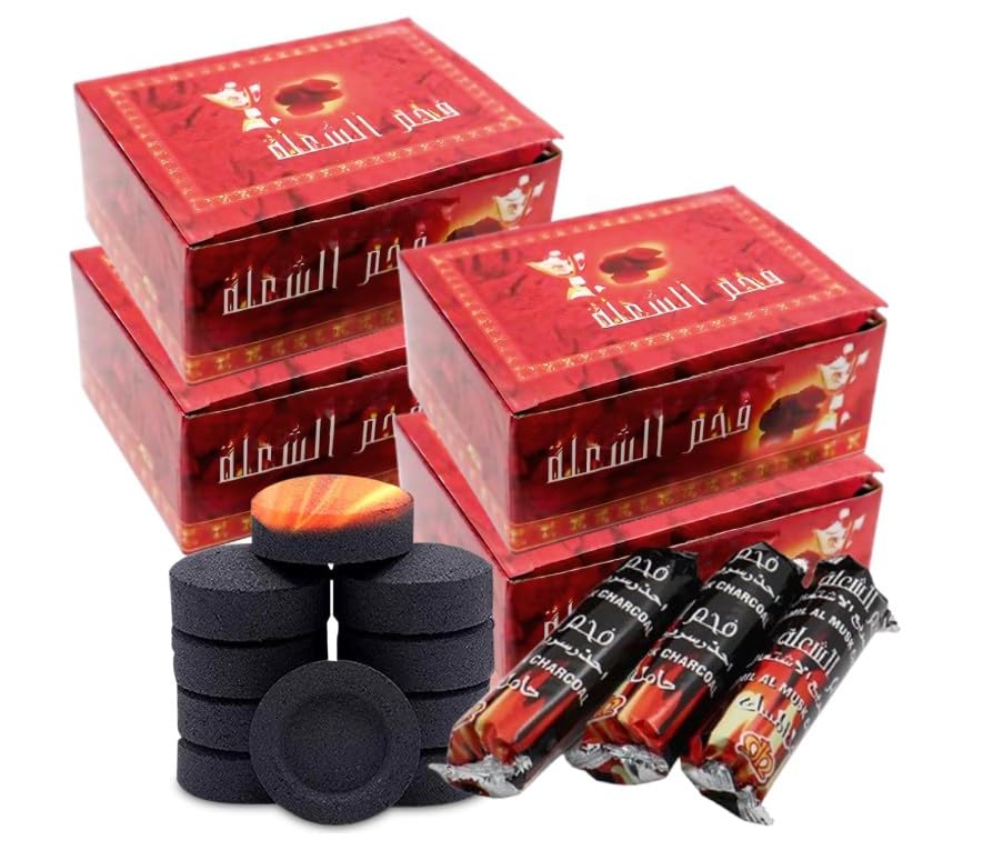 Bakhoor Charcoal Musk 400 Pieces Pack of 4 Long Lasting Charcoal | Lighting Charcoal Briquettes for Hukkah Sheesha BBQ Grill Preparation Long Lasting for Bakhoor and Incense Burning Black