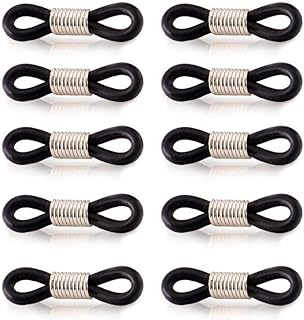 موصلات للنظارات الطبية مصنوعة من المطاط، نهايات سلاسل تعليق النظارة الطبية، حامل النظارة الطبية من يانتو، 10 قطع, فضي اسود, 2.3 cm *0.6 cm