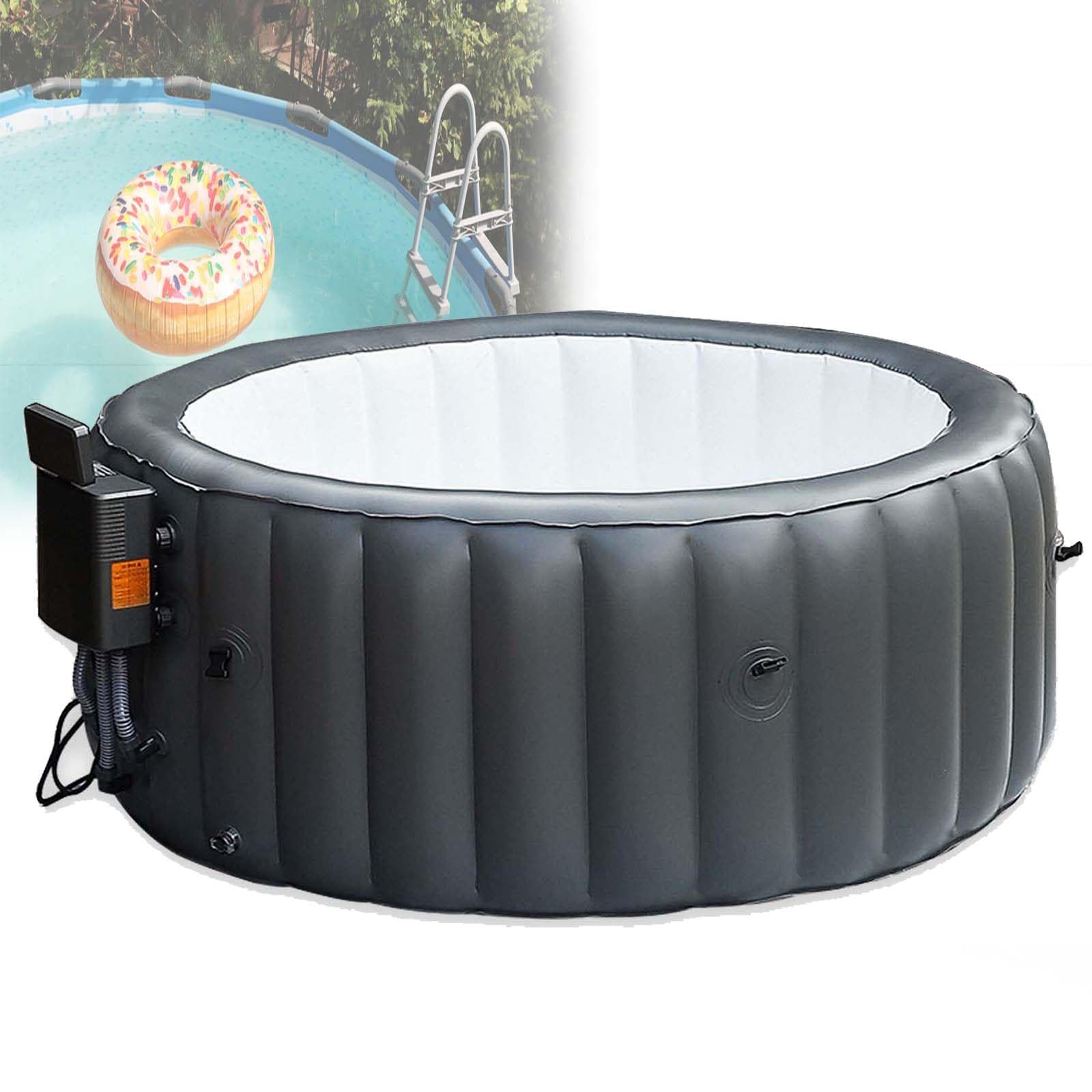 Bañera de Hidromasaje Inflable Prueba Fugas 150 Chorros de Masaje Grey | Portátil Piscina Hidromasaje Gonfiabile Exterior Material Antipinchazos para Patio Terraza