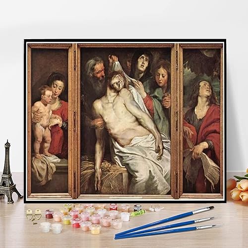 Pintura por números para adultos Lamentación de Cristo Pintura por Peter Paul Rubens DIY Pintura al óleo por números Kits