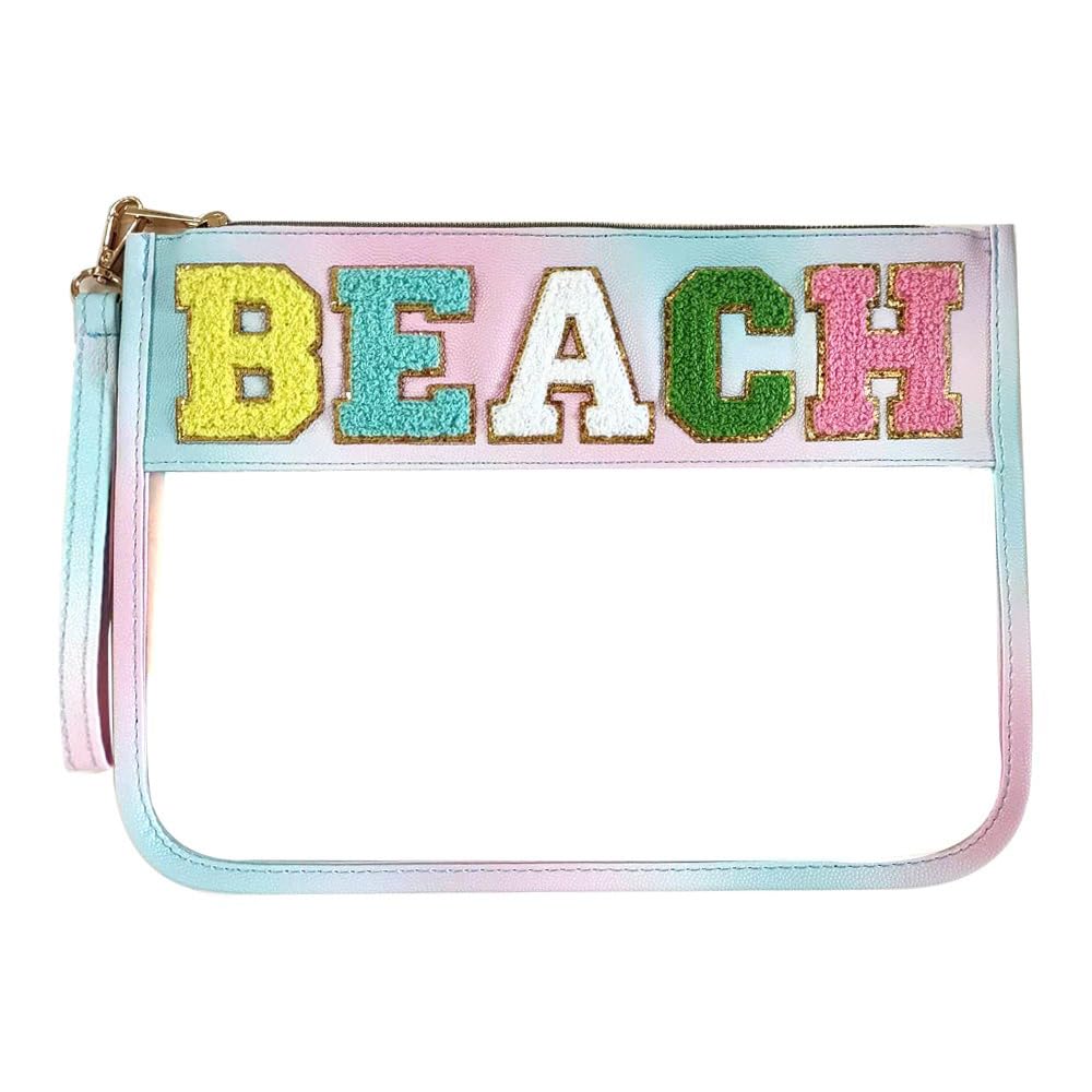 letter embroidery bag,transparent waterproof clear makeup bag,travel toiletry storage bag, multifunction pvc cosmetic bag for home,travel,gym,beach