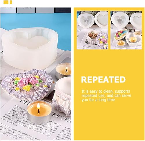 Miniatura 9 de COHEALI 2 pares de organizadores de velas joyería artesanal cenicero molde de moldes de frutas epoxi corazón para el hogar plato forma de baratija