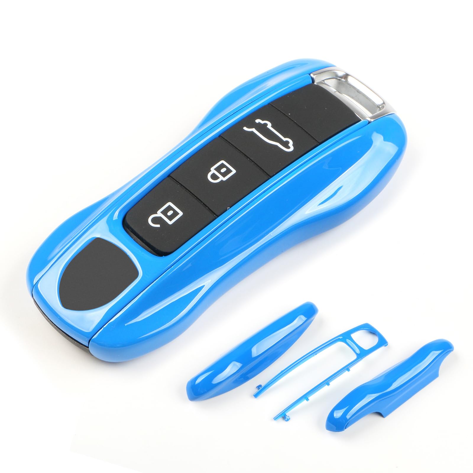Shark Blue Key Fob Cover Compatible with Porsche Cayenne 2018-2025 Panamera 2017-2024 911 2019-2023 Taycan 2019-2024 Compatible with Porsche Key Cover