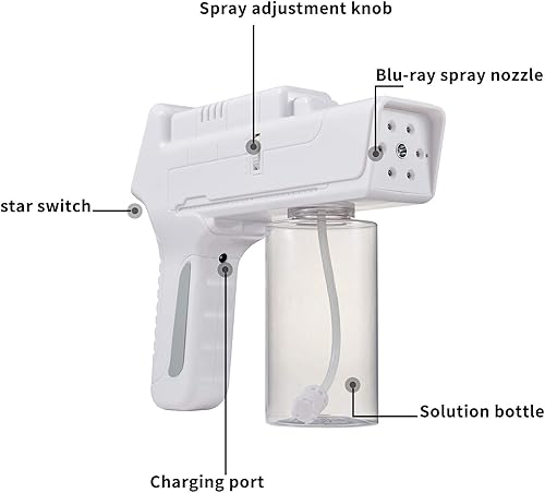 Miniatura 2 de Pistola de vapor de mano Nano atomizador, pulverizador nebulizador portátil, gran capacidad para viajes o uso diario en el hogar (blanco)
