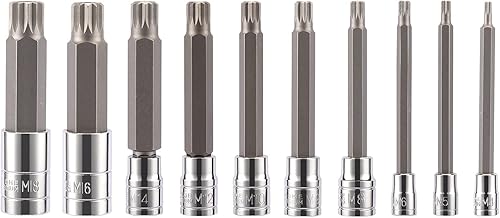 Miniatura 10 de CASOMAN Spline Tip Socket & XZN Juego de llaves de vaso de punta estriada triple cuadrada, 12, 38 y 14 pulgadas, juego de 20 piezas, M4-M18, 12