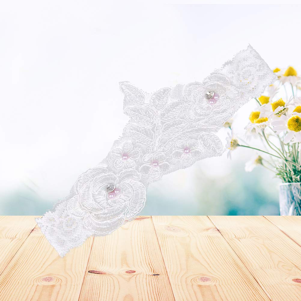 pas Western Wedding Panna młoda Pas do pończoch Koronka Kwiat perłowy Dekoracja stopy ślubnej Ozdoby kwiatowe (kolor: biały, rozmiar: jeden rozmiar) (biały jeden rozmiar)
