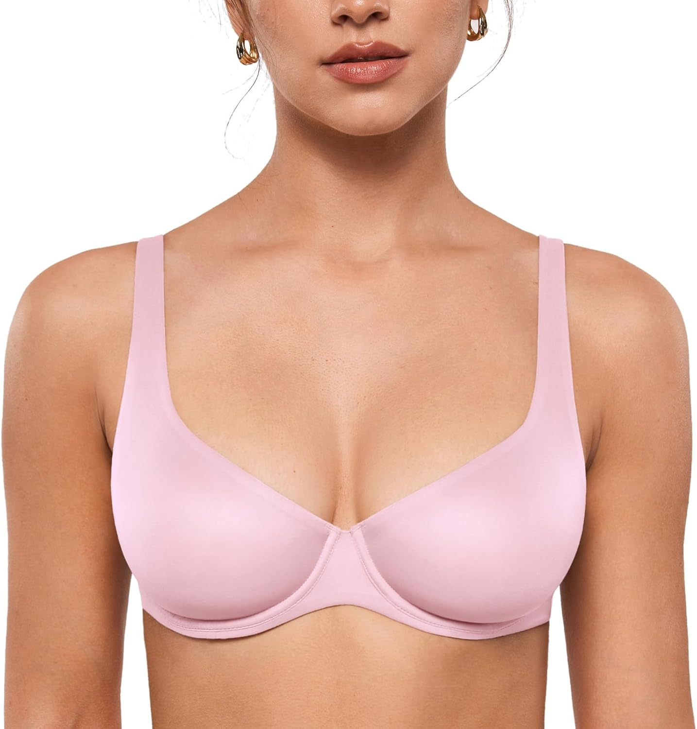 INLYRIC Women's Mesh Balconette Bra Sexy Demi Supportive Comfortable Seamless Underwire Unlined Sheer Bras