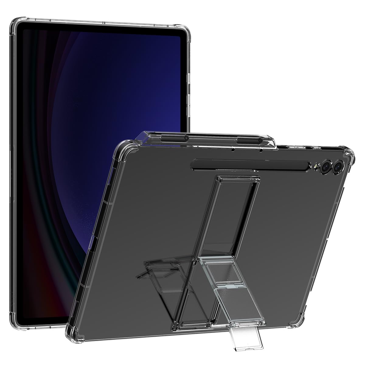 araree Flexield Samsung Galaxy Tab S9 Plus Case with 4-Level Adjustable Kickstand, S Pen Holder Thin Lightweight Cover Shockproof Protective Transparent Case Compatible with Samsung Galaxy S9 Plus