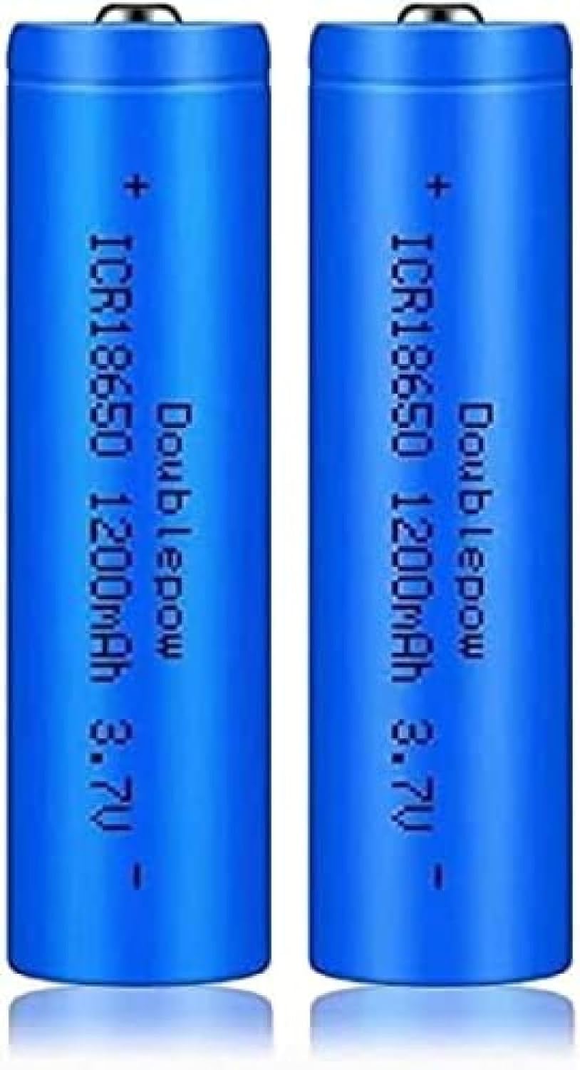 FURRENRechar Long Lasting Homebasic Batteries 2 Pack Rechar Li-Ion 3.7V 1200Mah Icr Button Top for Flashlight, Doorbells, Headlamps, Rc Cars Etc 2pcs