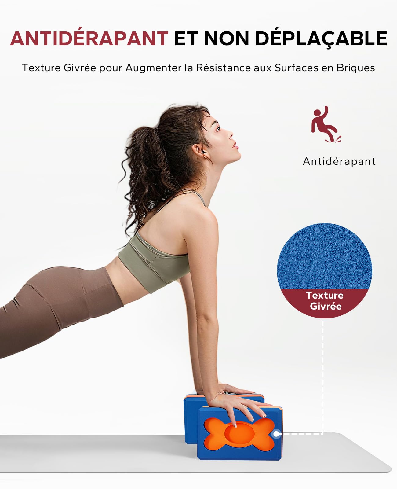 HAPBEAR Lot de 2 Blocs de Yoga - 22,8 x 15 x 7,6 cm Mousse EVA Haute Densité avec Surface Texturée Antidérapante, Pour les Étirements Profonds et les Exercices Légers