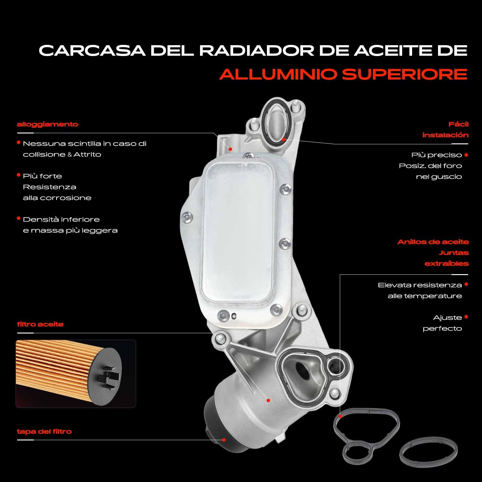 Frankberg Radiatore dell'olio Filtro dell'olio Benzina Compatibile con Zafira/Zafira Family B A05 1.6L Astra H Twintop A04 1.8L Astra H Caravan A04 1.6L Astra H A04 1.8L Astra J P10 1.6L 55353323