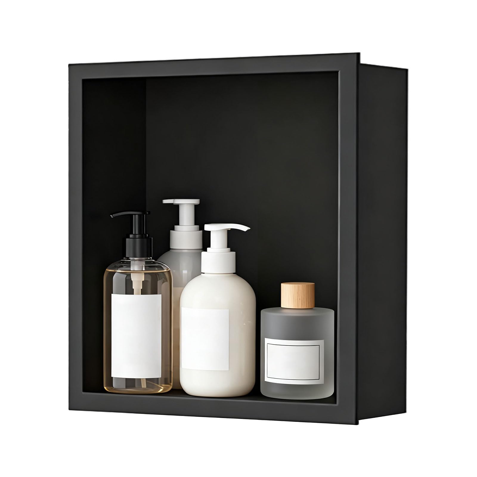 Tasofac Stainless Steel Shower Niche, 320x320x120mm Shower Niche Wall Insert, Insert Storage Shower Shelf, No Tile Required, Single Shelf Bathroom Storage Niche for Bathroom Graphite Grey