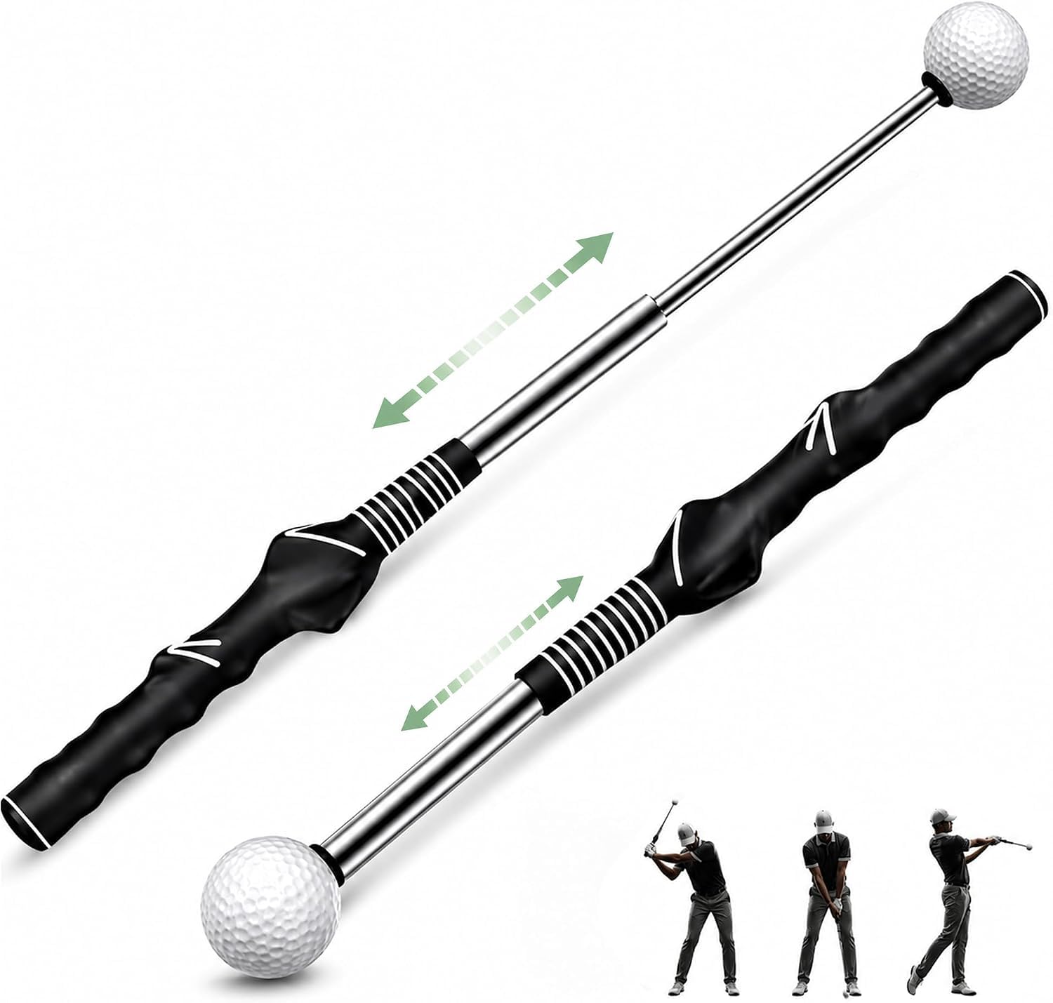 Photo 1 of HRUIYL Golf Swing Trainer & Golf Grip Trainer – Retractable Golf Swing Training Aid with Click Feedback, Tempo & Rhythm Trainer, Grip Correction, Muscle Memory, Indoor Outdoor Golf Practice #Black