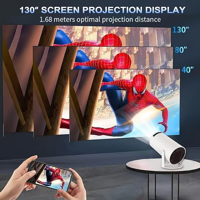HY300 Pro Mini videoproiettore 720P 4K Decoding con Wi-Fi e Bluetooth, proiettore Home Cinema portatile, USB HDMI, bianco