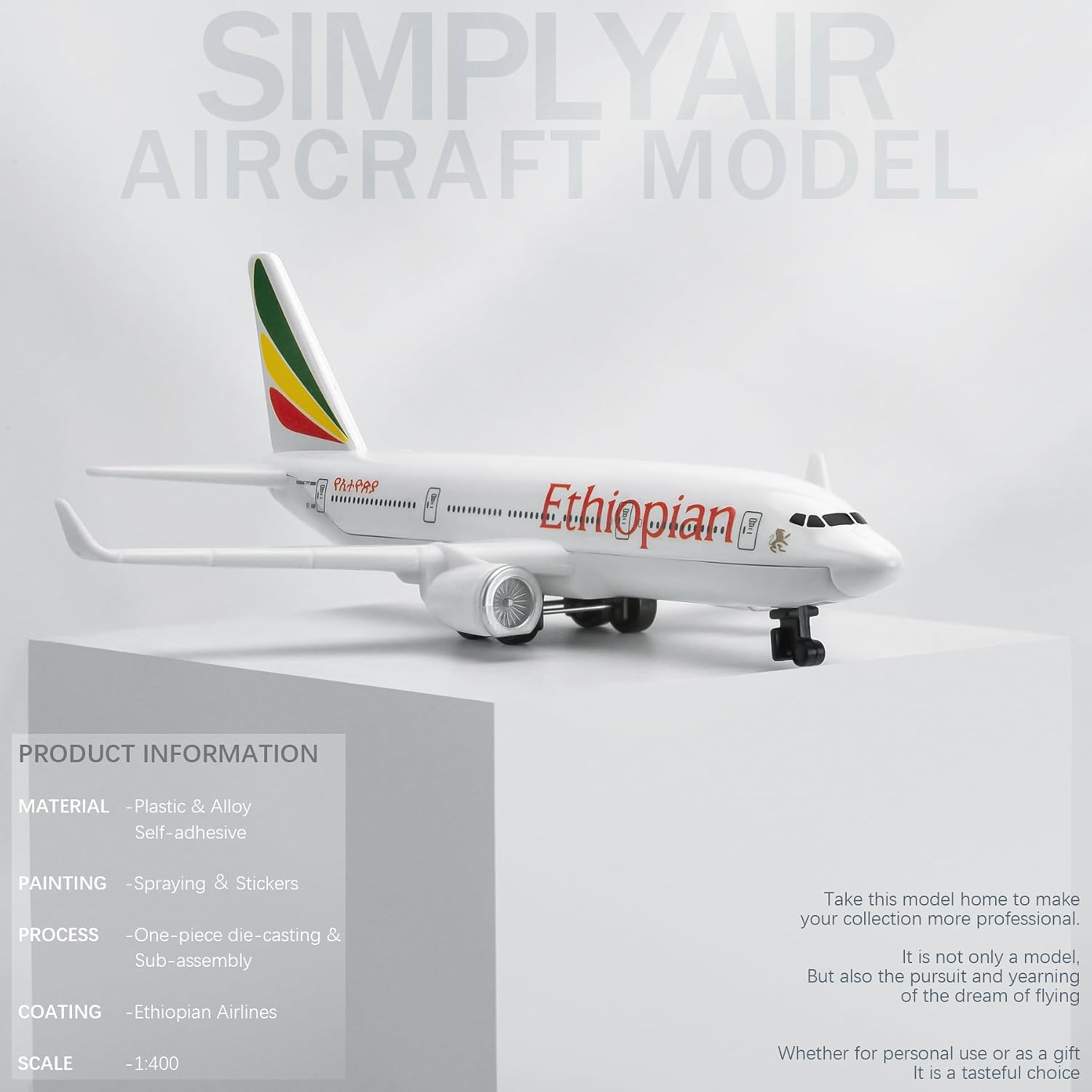 1/400 Ethiopian Airplane Model Kits Plastic Airplane Model for Collection and Display
