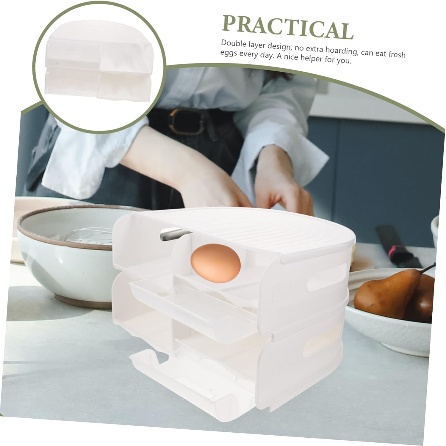 Gadpiparty Freezer Box with Multi-layer Design Automatic Rolling Storage Container for Refrigerator Material for Kitchen Use