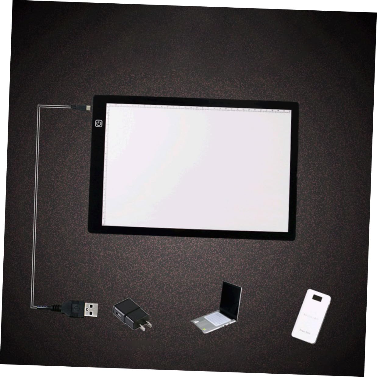 Baluue Boîte Lumineuse LED A4 en Acrylique Blanc avec Magnets et Règle Intégrée, Tablette Légère pour Dessin et Pratique de L'embossage, Alimentation USB en Énergie