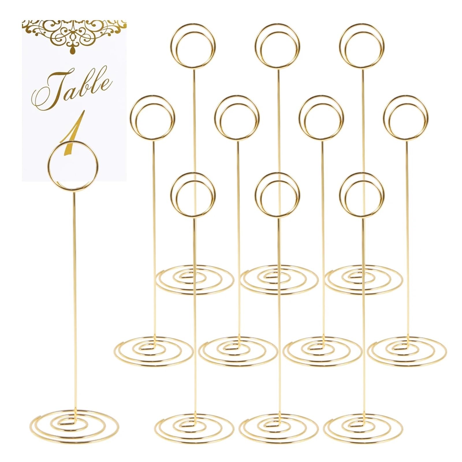 12 soportes for números de mesa 22 cm, metal y hierro, for colocar tarjetas, ligeros, redondos(Silver)