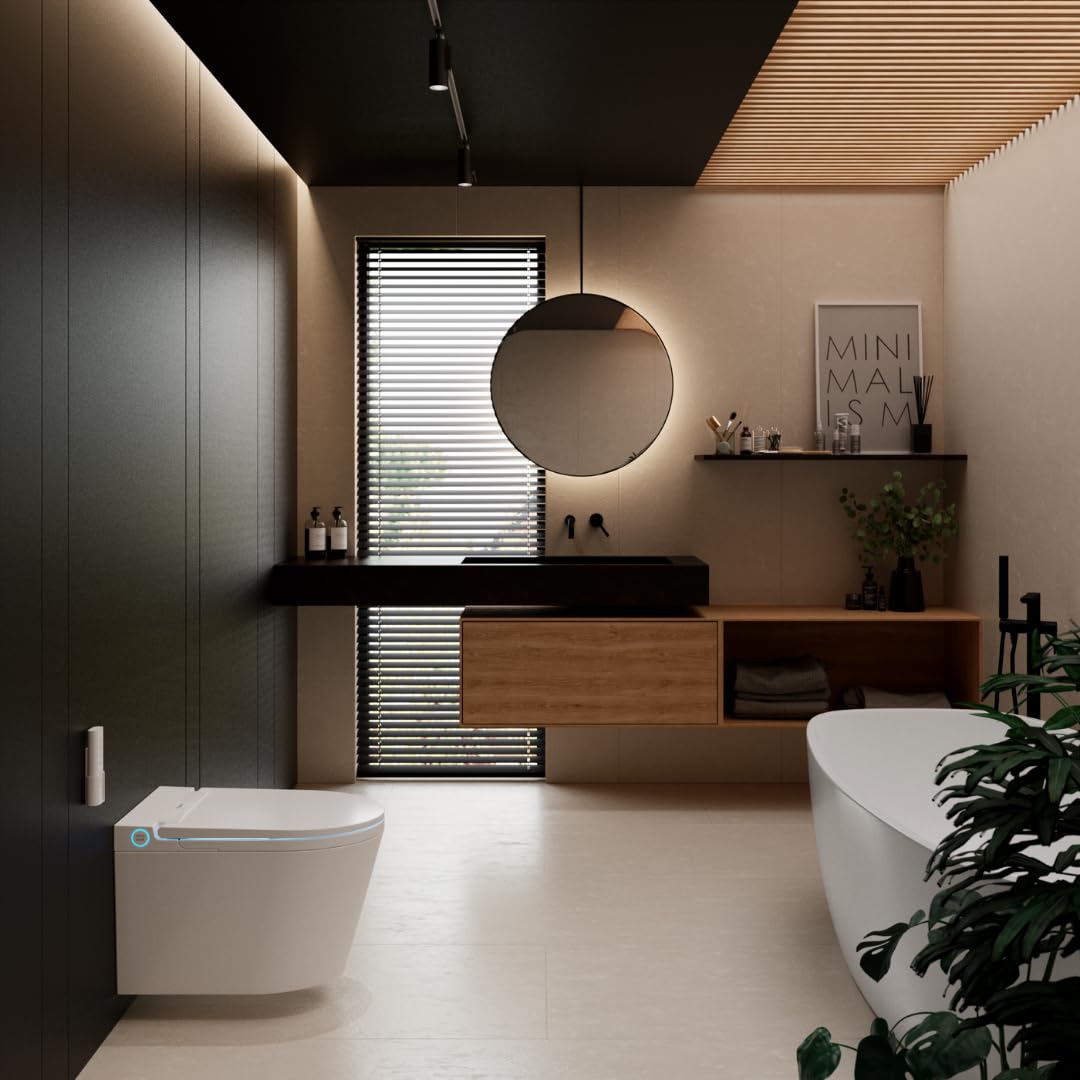 Nashi EOS WC da parete giapponese, bidet da incasso, luce notturna, sedile riscaldato, acqua calda e asciugatura, WC giapponese intelligente