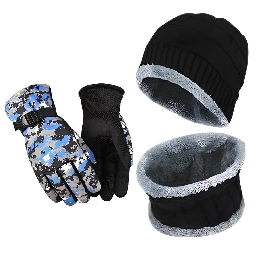 3-in-1 Winter Set for Men & Women | Woolen Cap, Neck Warmer & Gloves Combo | Soft, Warm & Stylish Thermal Wear | Lightweight, Breathable & Windproof | Perfect for Cold Weather & Outdoor Use