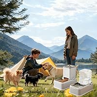 Vista 7 de Elevated Dog Bowls Set, 1 Gallon Automatic Gravity Food Feeder & Water Dispenser with Stainless Steel Bowls, Adjustable Elevated Feeder for Small